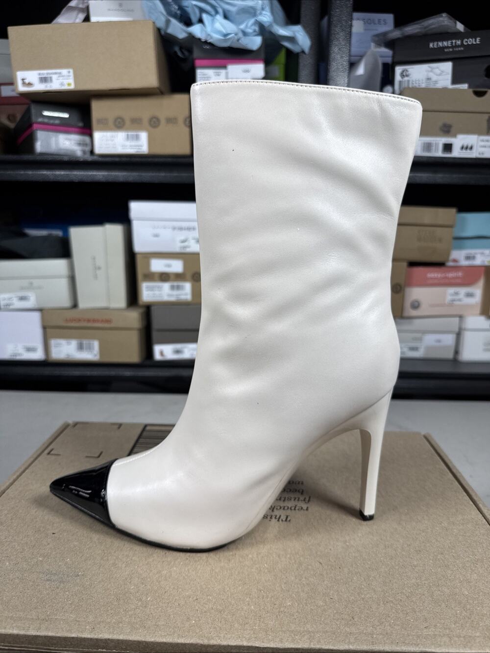 Women's 10 Nine West Women's Winner Mid Calf Boot Mid Calf Ivory 150 Leather